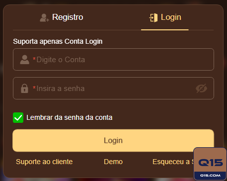 q15.com - simples entrada na conta para fazer login